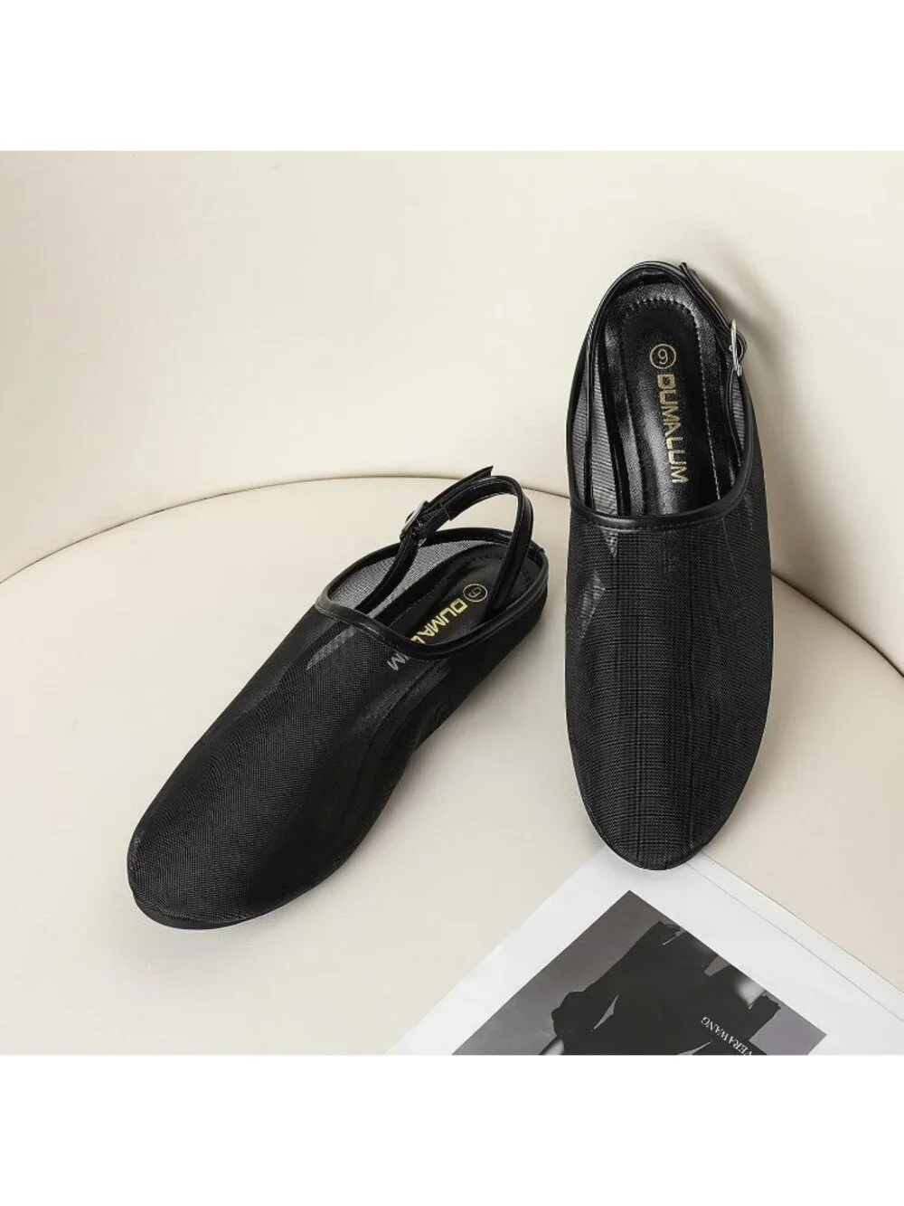 Women's Black Mesh Ballet Flats Mary Jane Animal Print Casual Comfortable Shoes